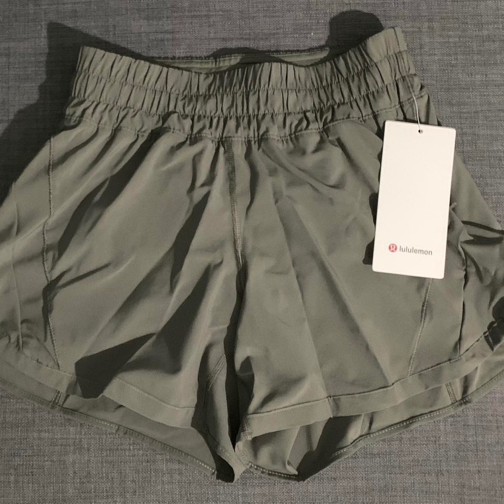 OPEN TO TRADES/OFFERS BNWT lululemon track that shorts in RARE olive green color